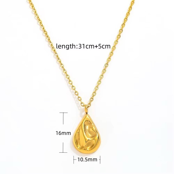 18K Gold Plated Teardrop Pendant Necklace - Picture 3 of 6